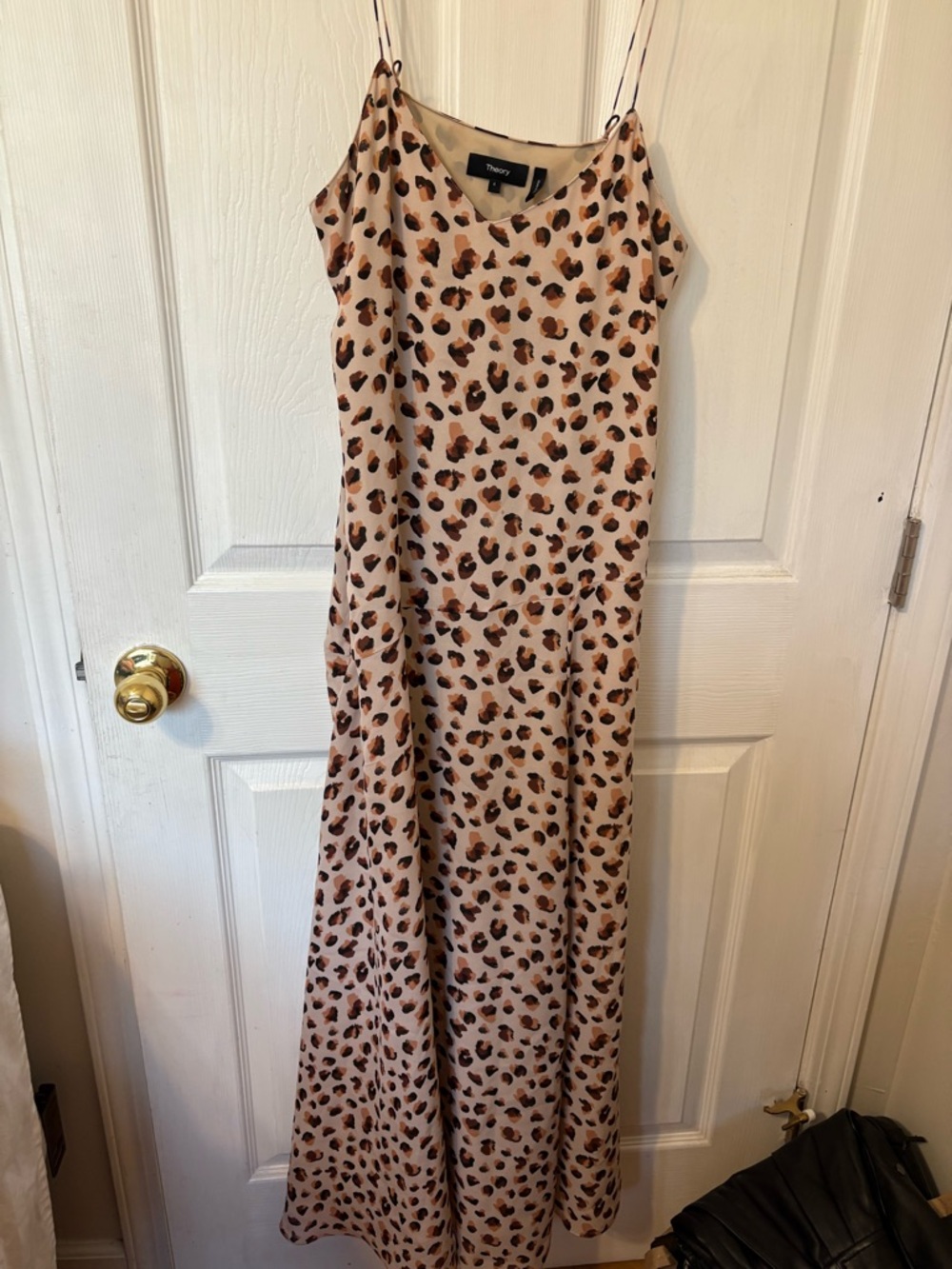 Theory Beige and Brown Leopard Print Maxi silk Dress
